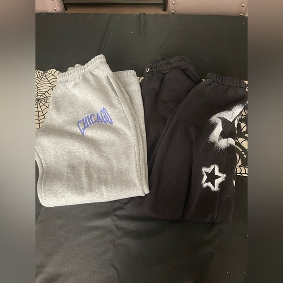 Boohoo Mens Other - Mens Gray and Black Star Boohoo Man Sweatpants Preloved